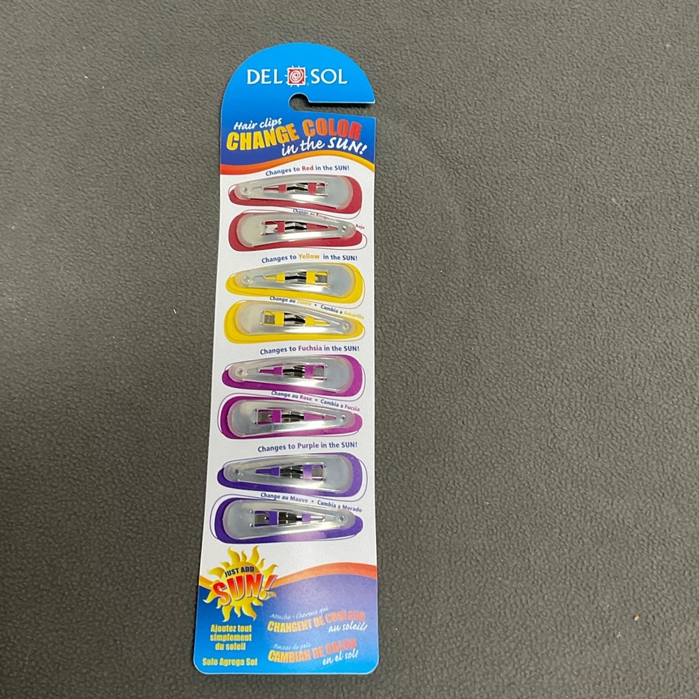 Color-Changing Hair Clips - Red, Yellow, Purple